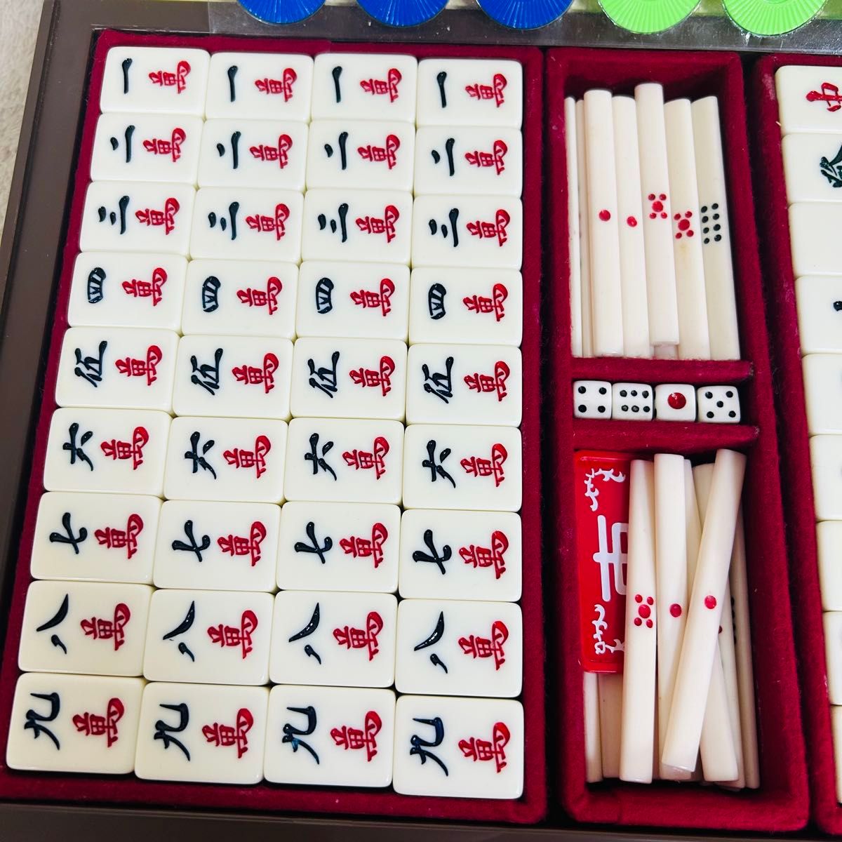 ほぼ未使用】ミズノ丸一麻雀牌 金文字花牌 昭和レトロ 高級牌 背黄