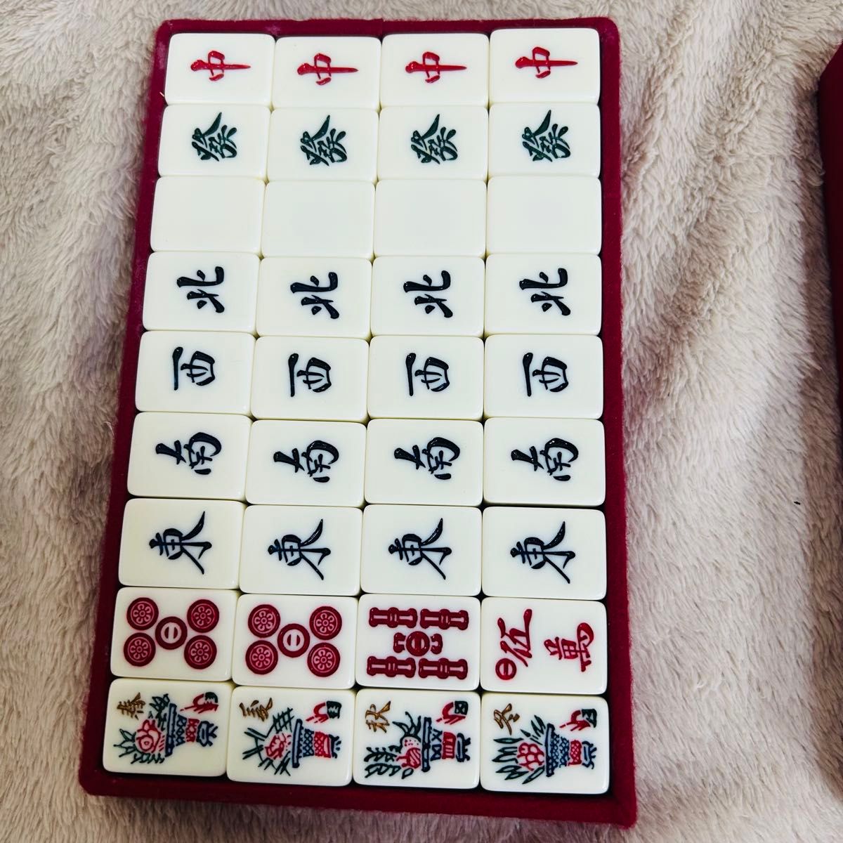 ほぼ未使用】ミズノ丸一麻雀牌 金文字花牌 昭和レトロ 高級牌 背黄