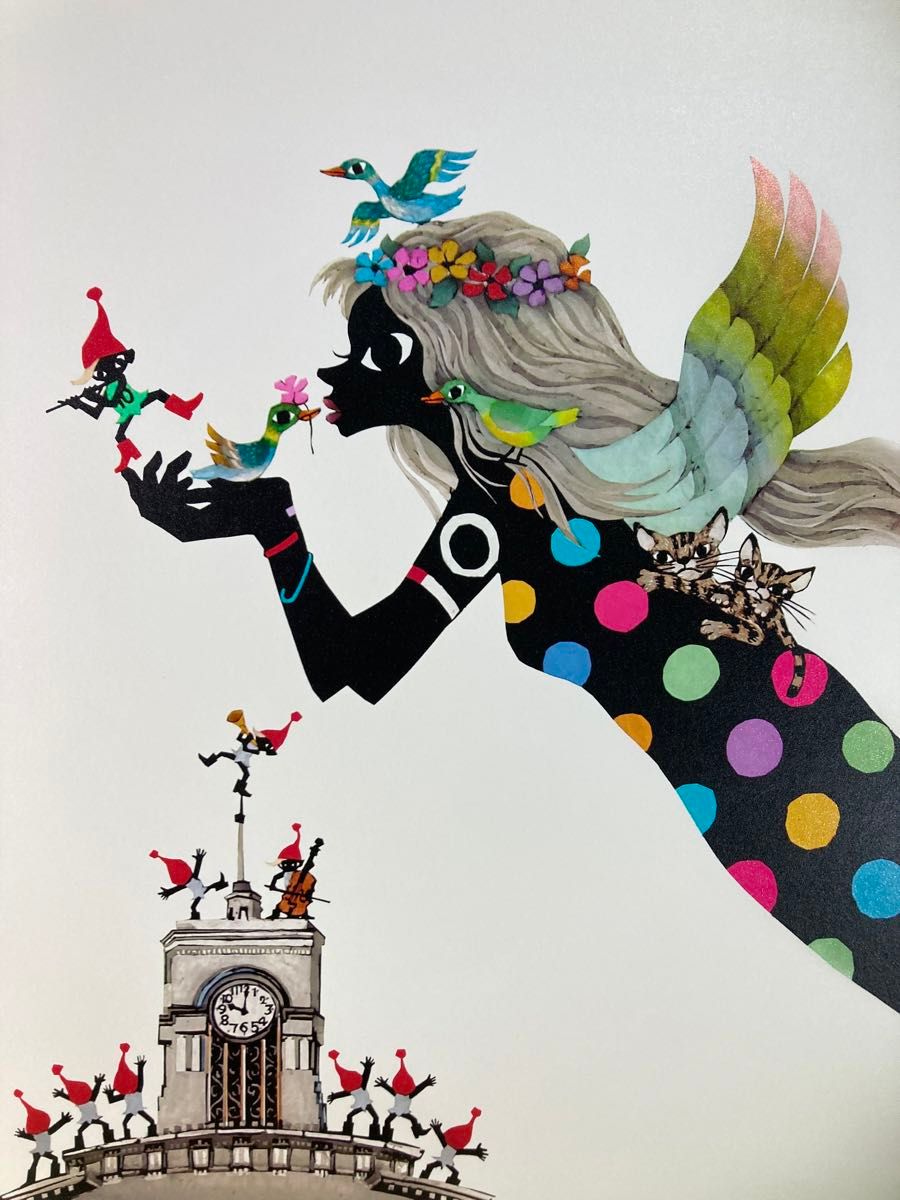 真作保証】藤城清治「天使の少女」レフグラフファイン 直筆サイン 版画