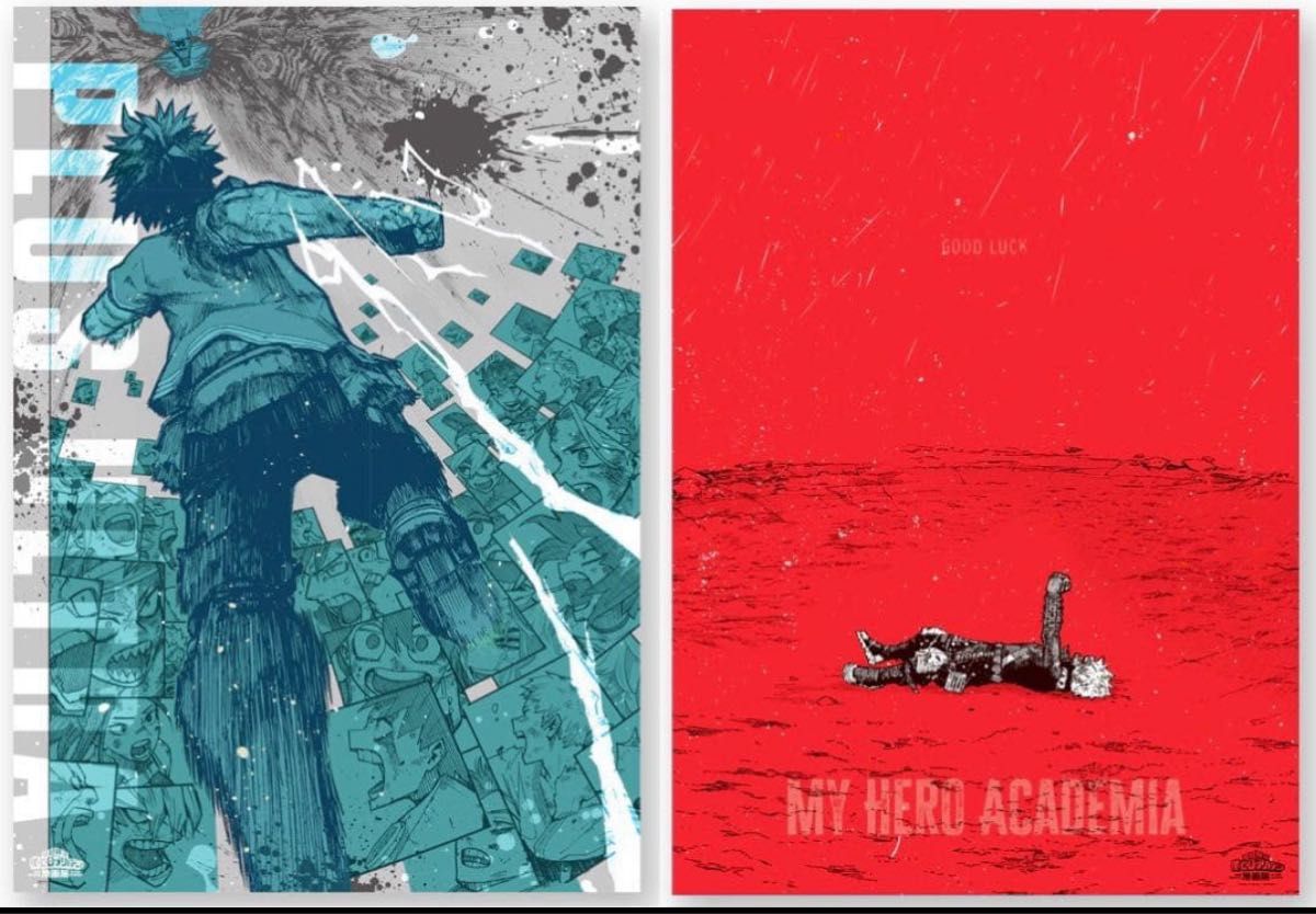 ヒロアカ 原画展 A2アートポスター 2枚セット 頑張れ 緑谷 出久 爆豪