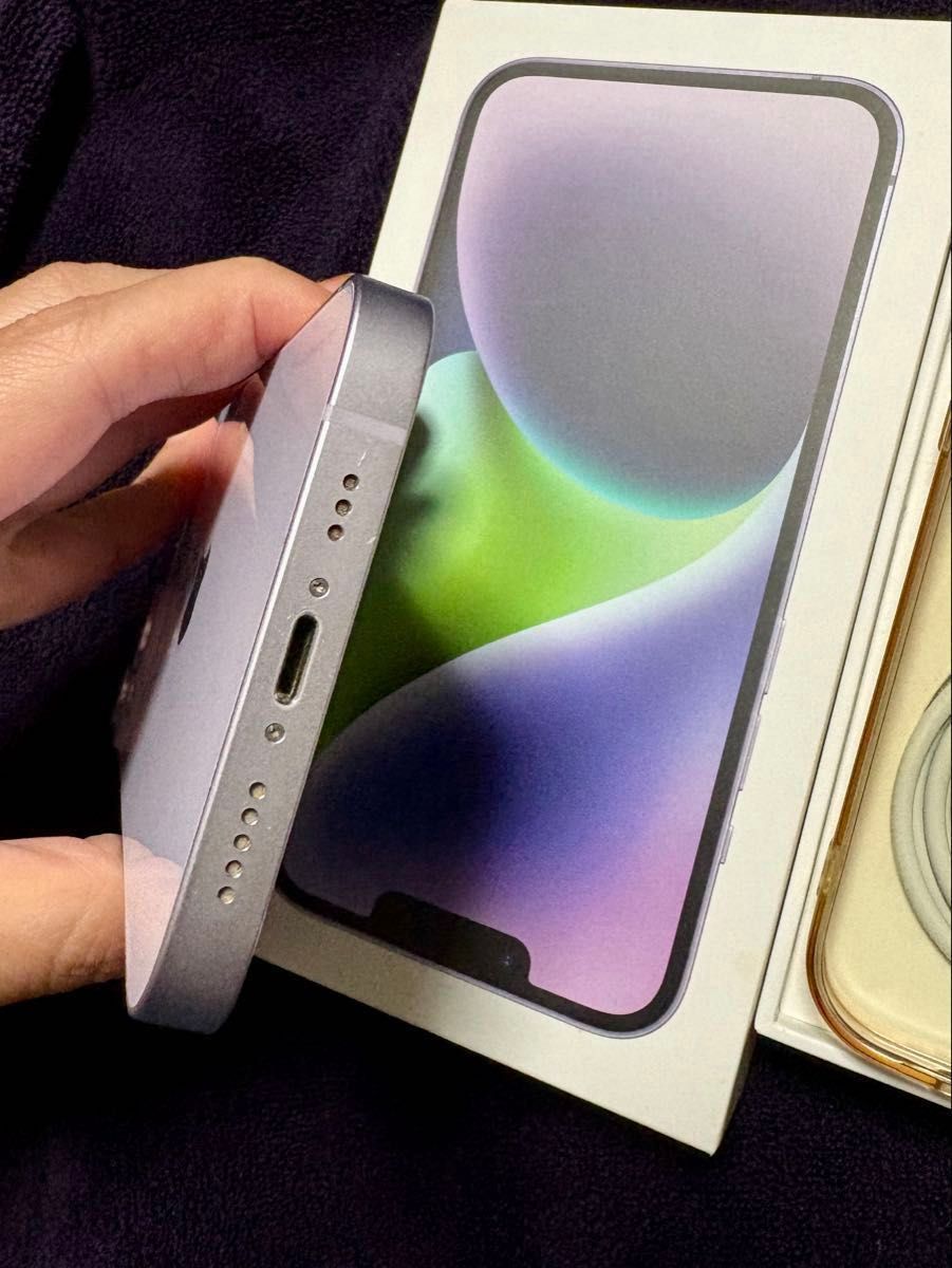 iPhone14 128GB SIMフリー パープル 未使用純正充電ケーブル付