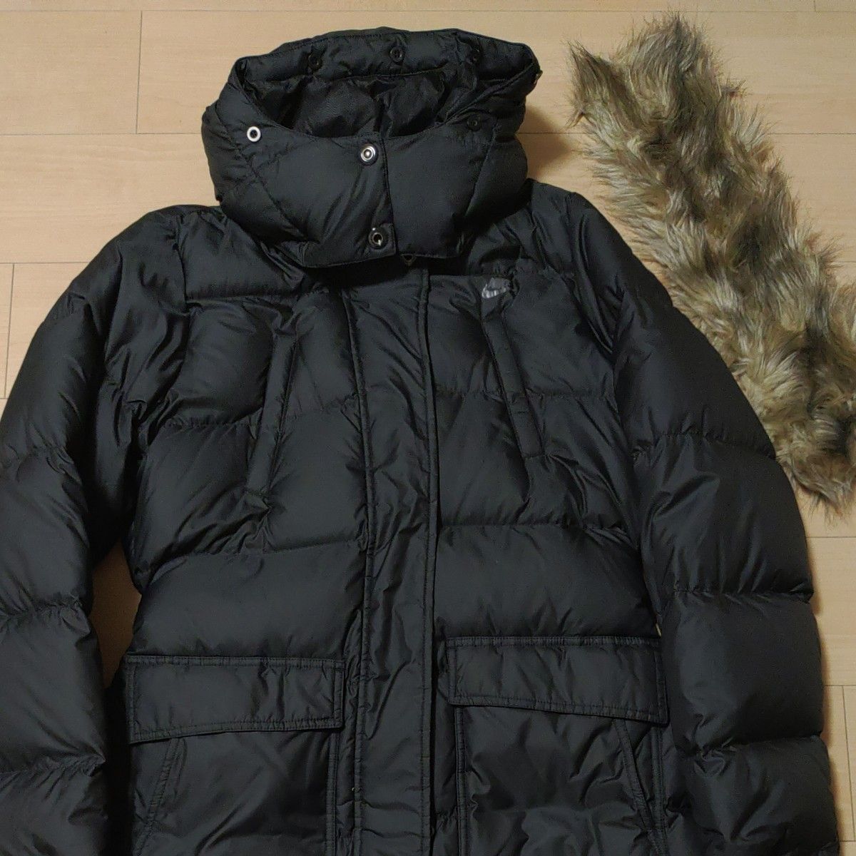 NIKE ダウンジャケット ベンチコート ブラック フードファー付