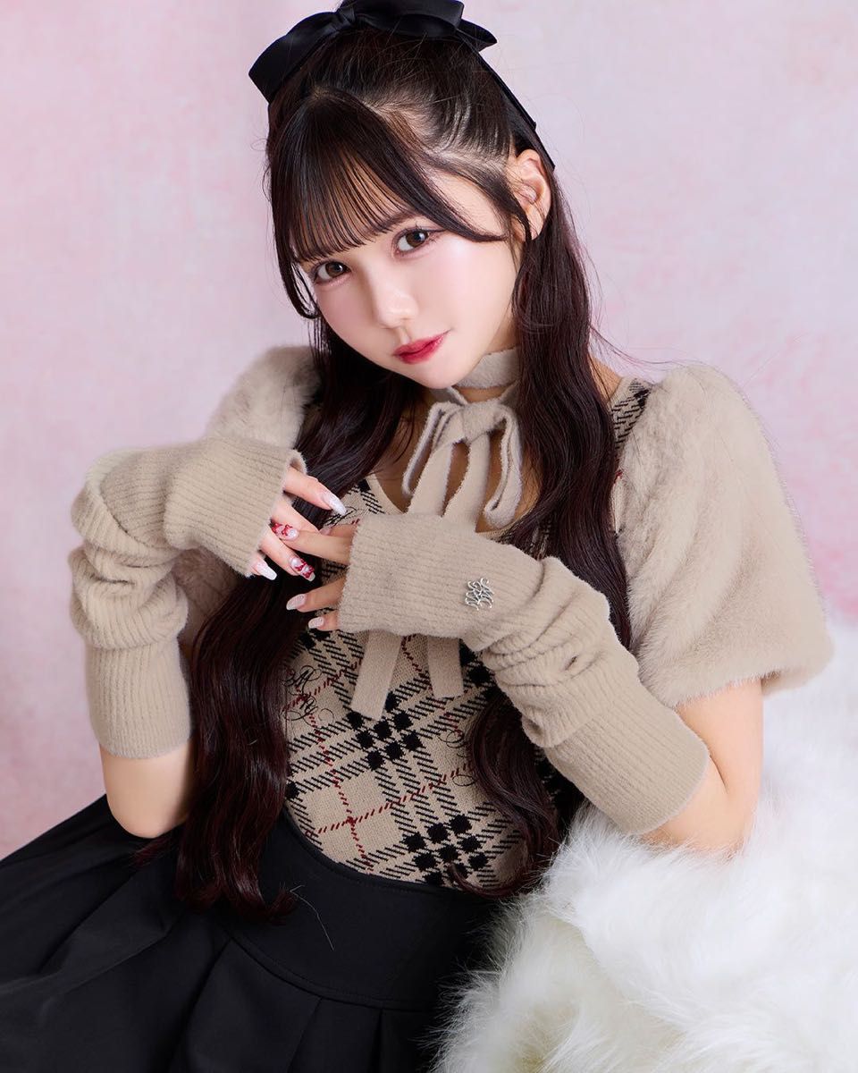 ミシェルマカロン ファースリーブチェックニットトップス｜Yahoo