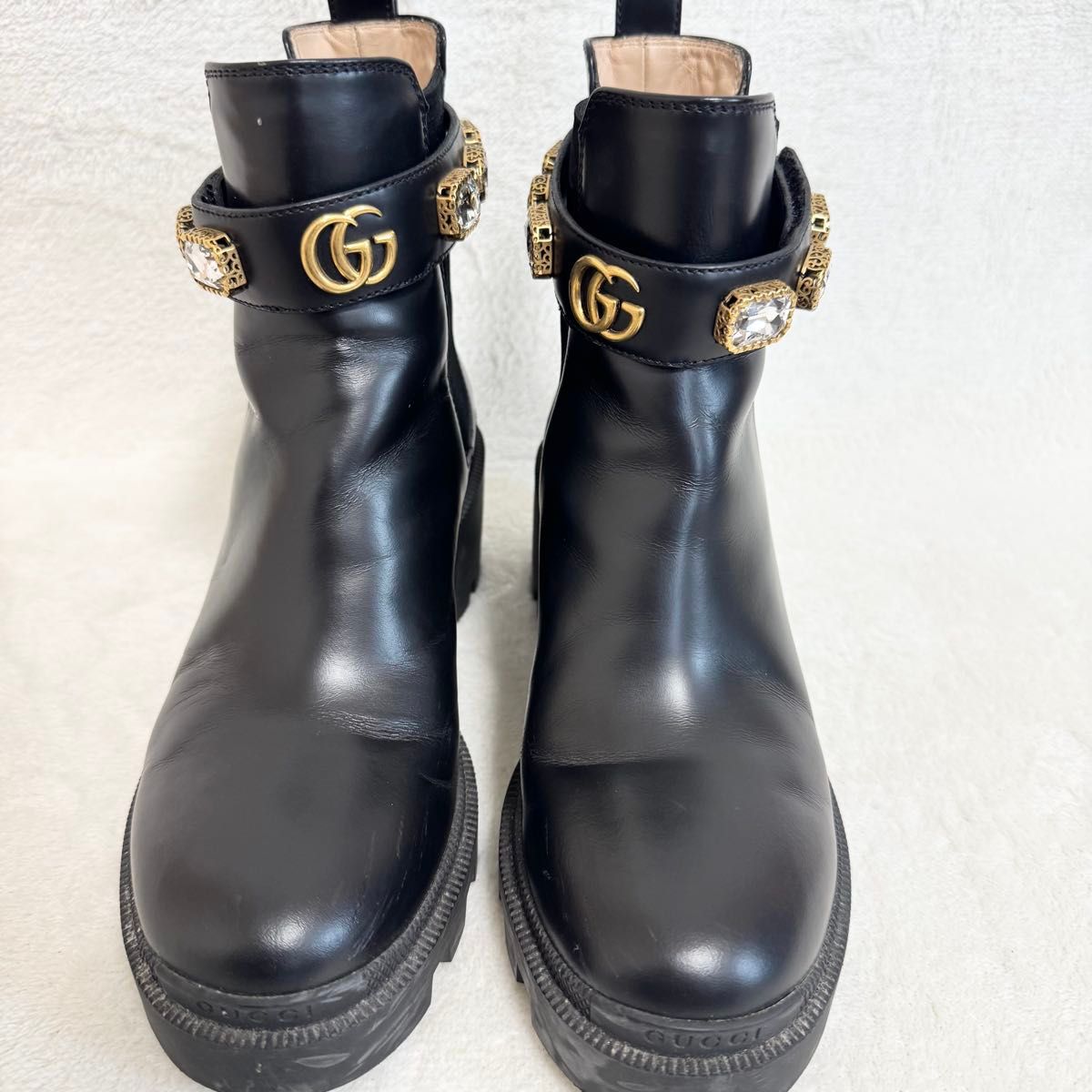 美品】GUCCI グッチ サイドゴアブーツ レザー ビジュー 正規品