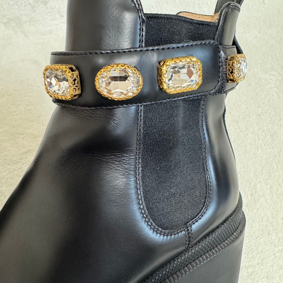 美品】GUCCI グッチ サイドゴアブーツ レザー ビジュー 正規品