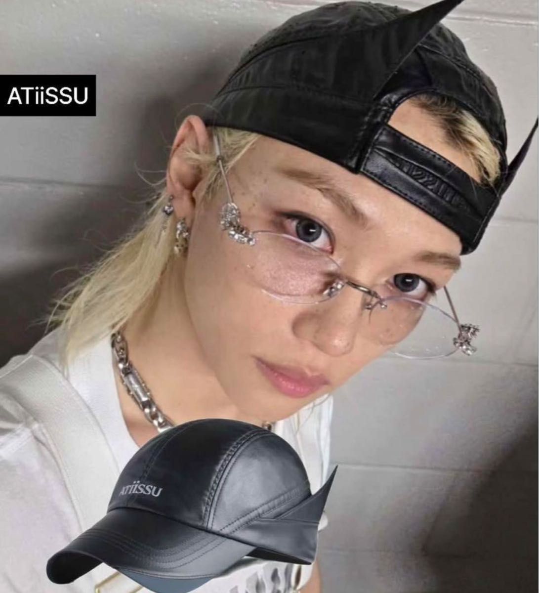 スキズ着用 【Atiissu / キャップ】wing cap ブラック 韓国限定