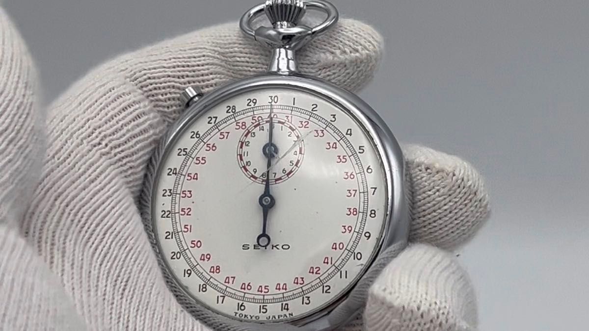 稼働品 SEIKO ストップウォッチ 手巻き ホワイト文字盤 レトロ