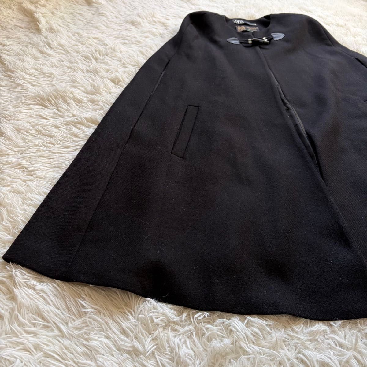 完売 希少 ZARA MANTECO ケープコート ポンチョ ブラック Mサイズ