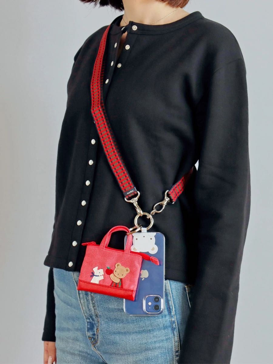 ファミリア familiar ショルダーストラップ スマホショルダー 赤