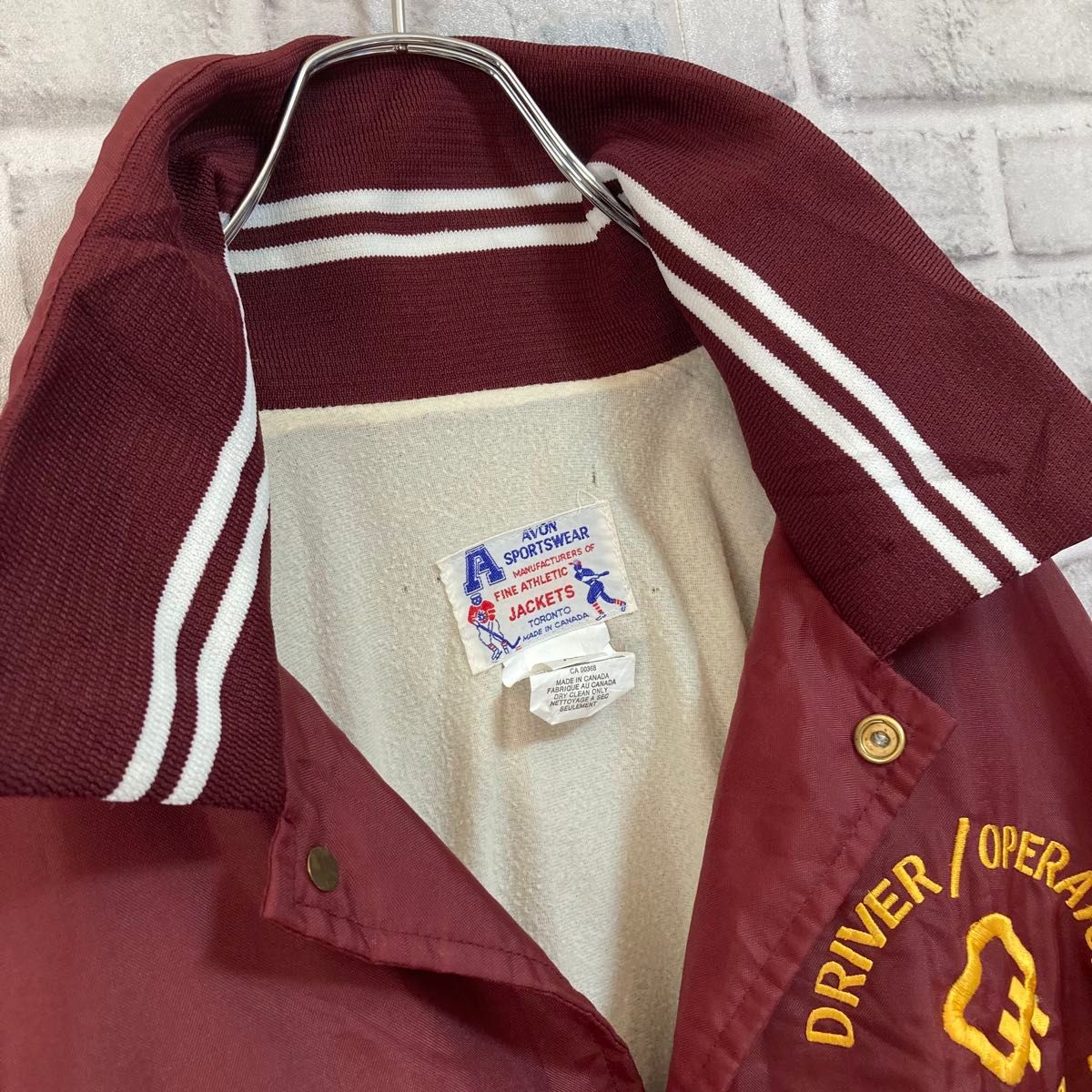 80s vintage】スタジャン S 本革 ロゴ カナダ製 裏地キルティング 80s