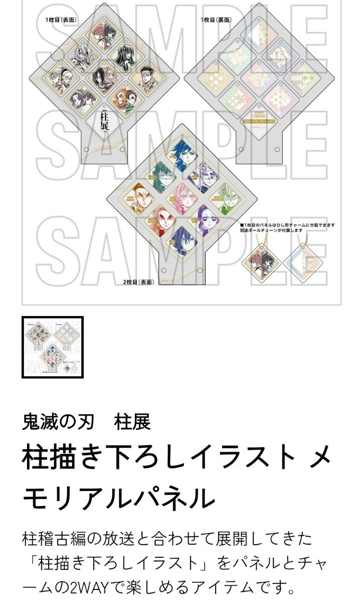 柱展 メモリアルパネル 鬼滅の刃 柱描き下ろしパネル 柱展限定商品