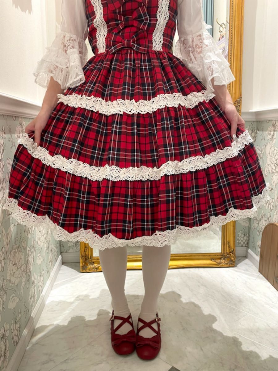 axes femme kawaii タータンチェックジャンスカ 赤 新品未使用 タグ