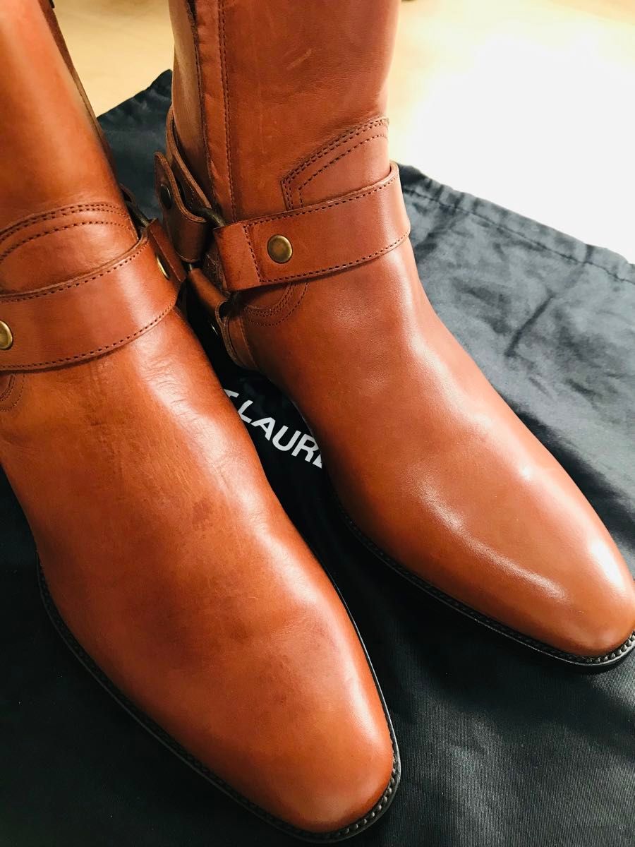 美品SAINT LAURENT サンローラン ワイアットハーネスブーツ41茶リング