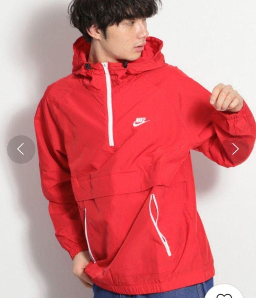 NIKE 赤 ハーフジップ アノラック ナイロンジャケット 男性M ブルゾン