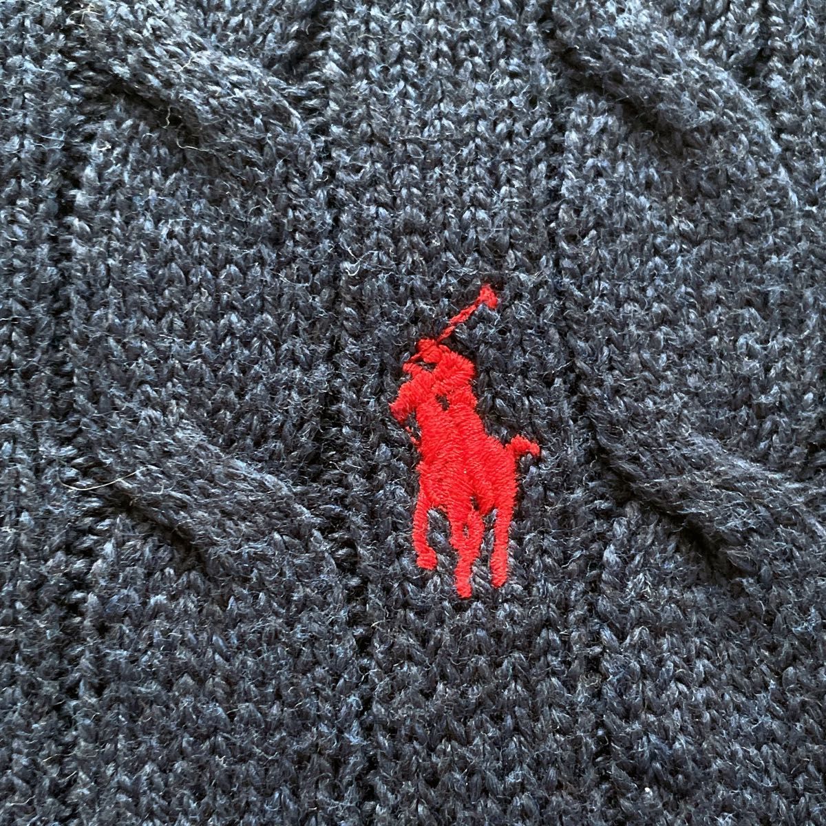 美品 ポロラルフローレン M ケーブルニット コットン クルーネック