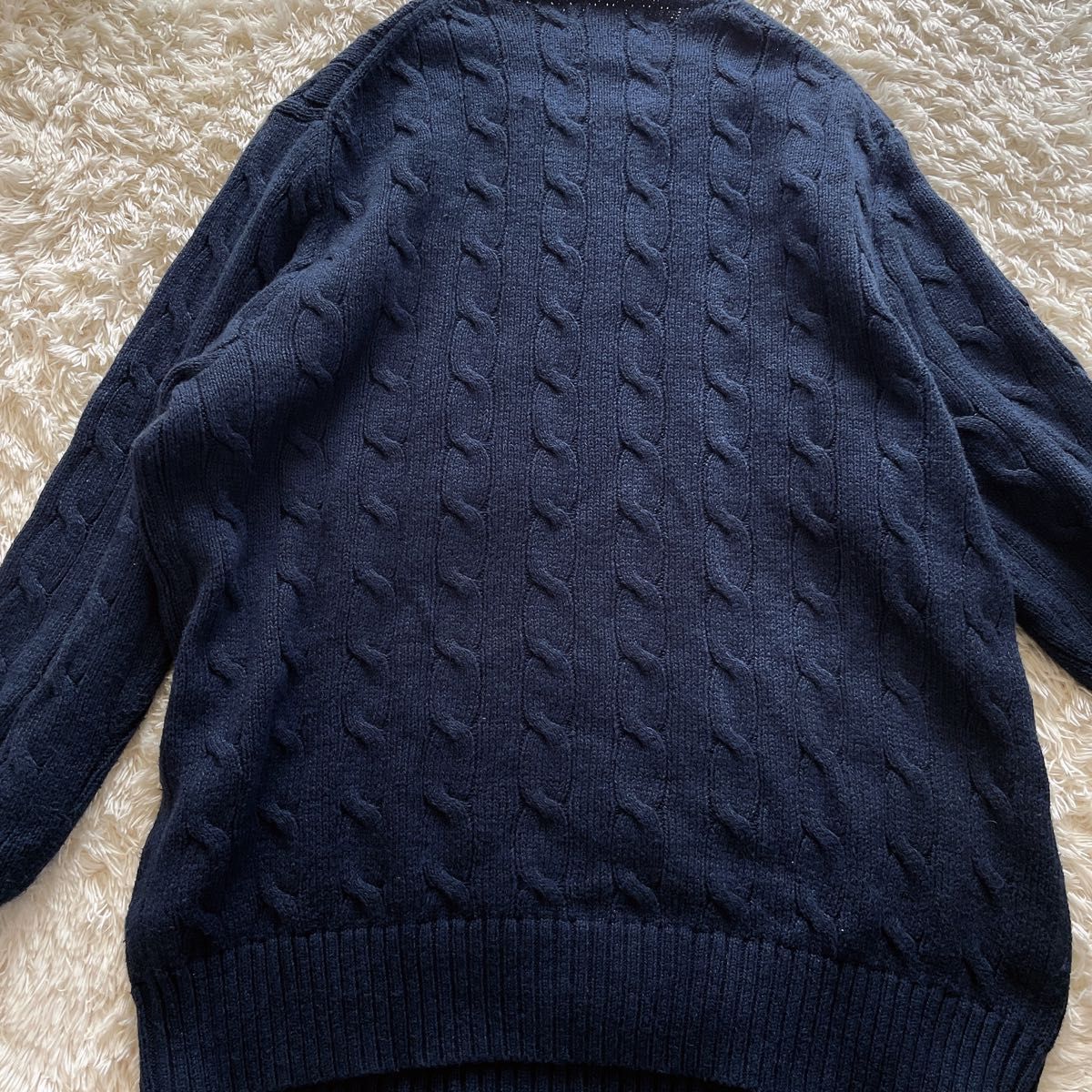 美品 ポロラルフローレン M ケーブルニット コットン クルーネック