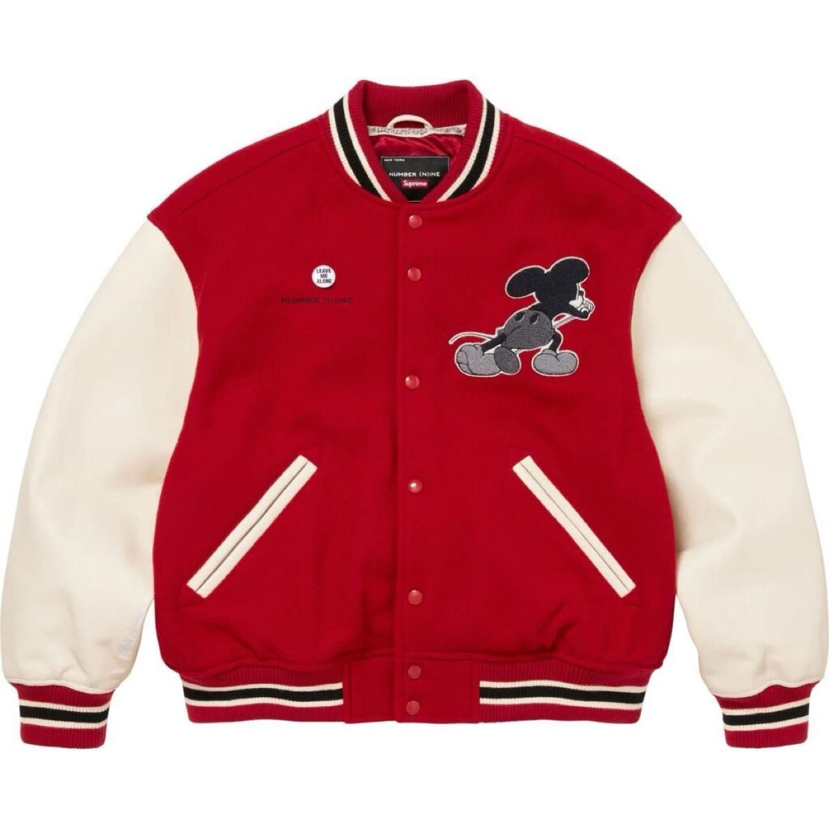 Sサイズ Supreme Number (N)ine Mickey Mouse Varsity Jacket Red