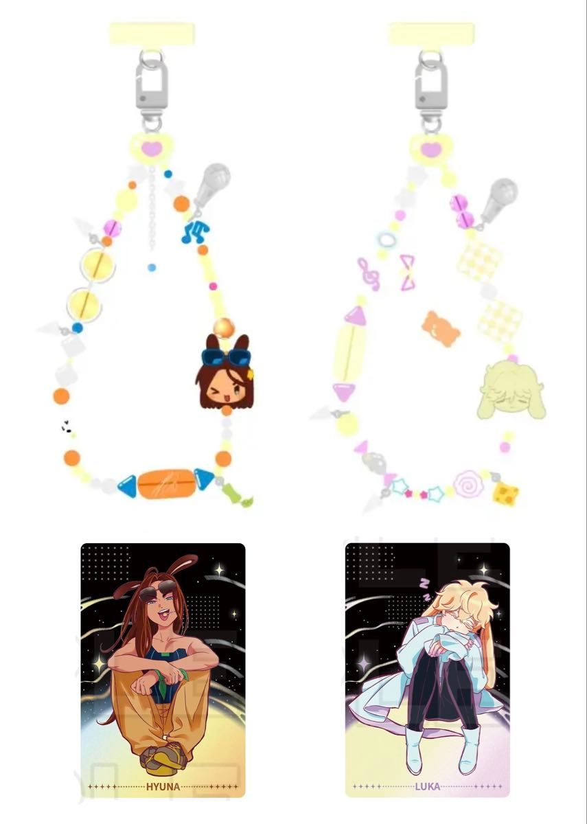 ALIEN STAGE スマホハンドストラップ トレカ ヒョナ ルカ 4点セット