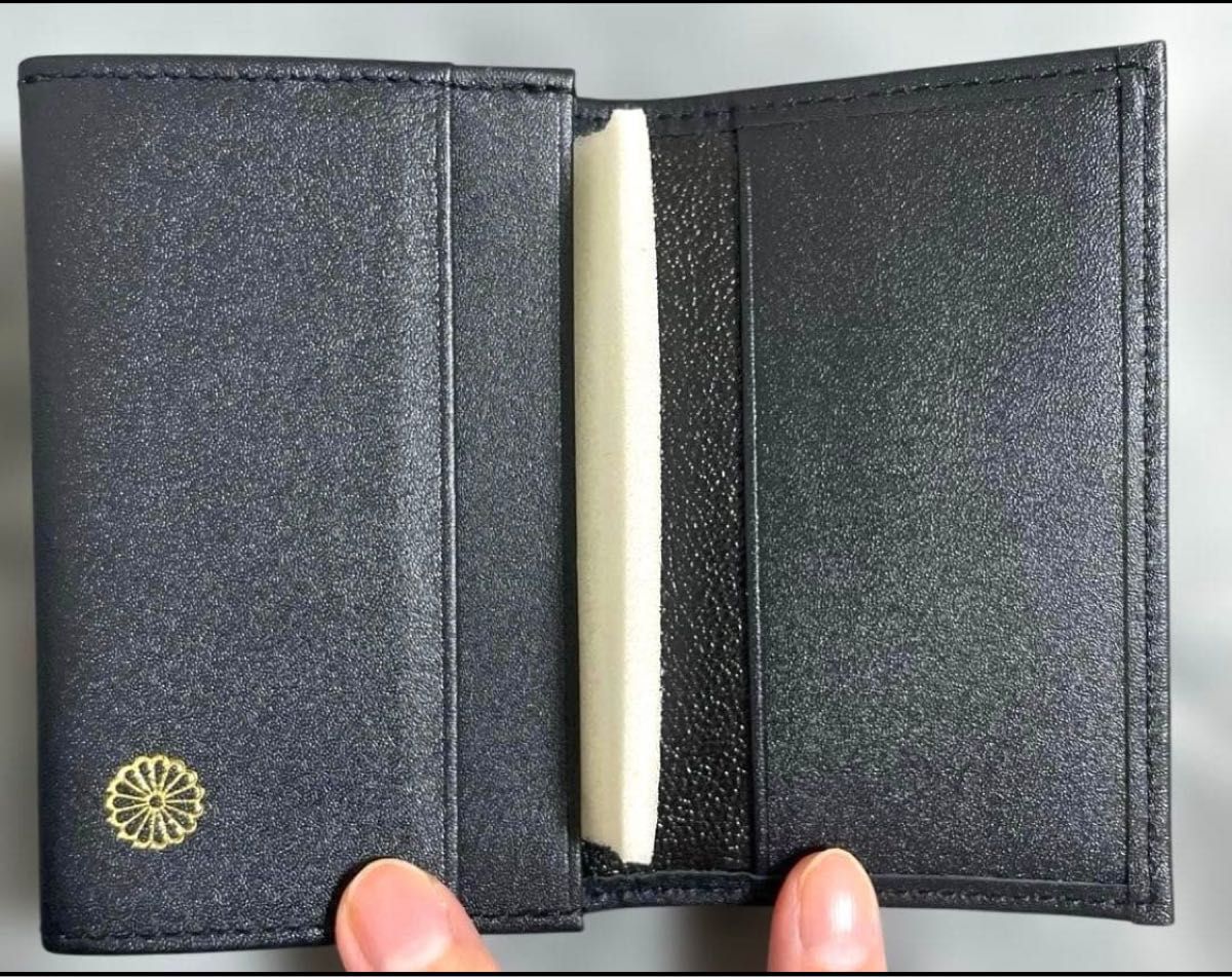 新品未使用/箱＆袋付き】皇居限定 高級本革名刺入れ ブラック 菊の紋章