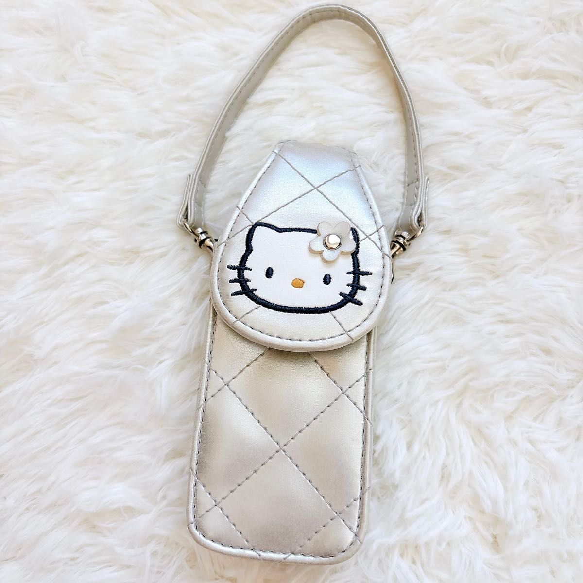 ハローキティ キルト 携帯ケース シルバー キルトシリーズ 当時物