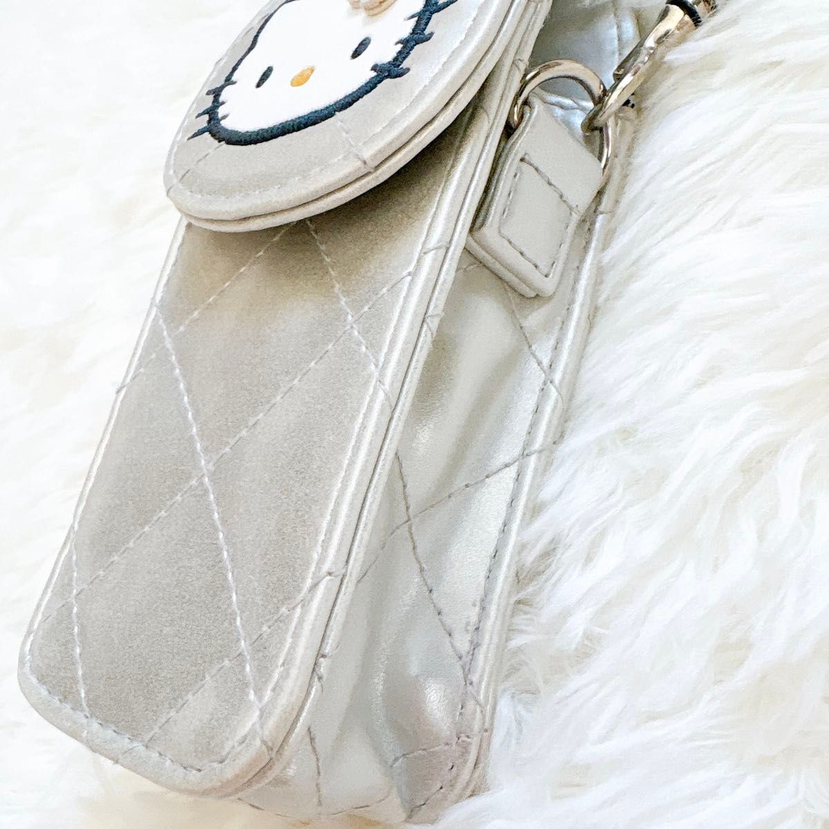 ハローキティ キルト 携帯ケース シルバー キルトシリーズ 当時物