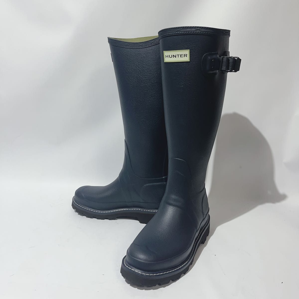 美品・希少・緑枠ロゴ】HUNTER バルモラルブーツ 約24㎝ ネイビー