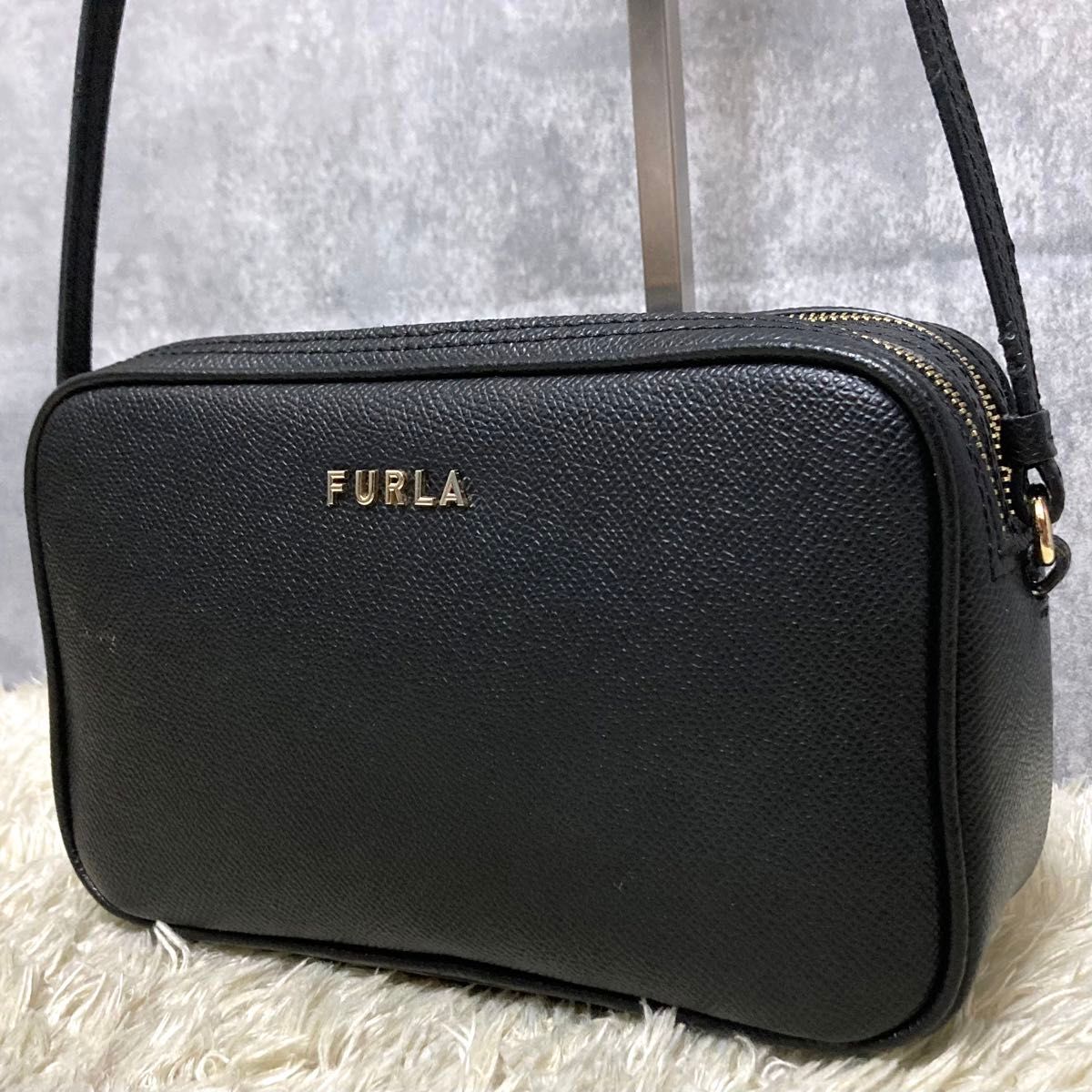 美品】FURLA フルラ リリー カメラバッグ レザー 本革 ブラック