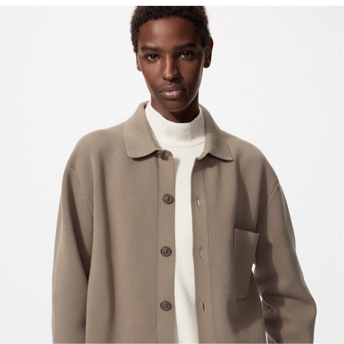 新品同様 試着のみ ユニクロ ミラノリブシャツカーディガン Lサイズ