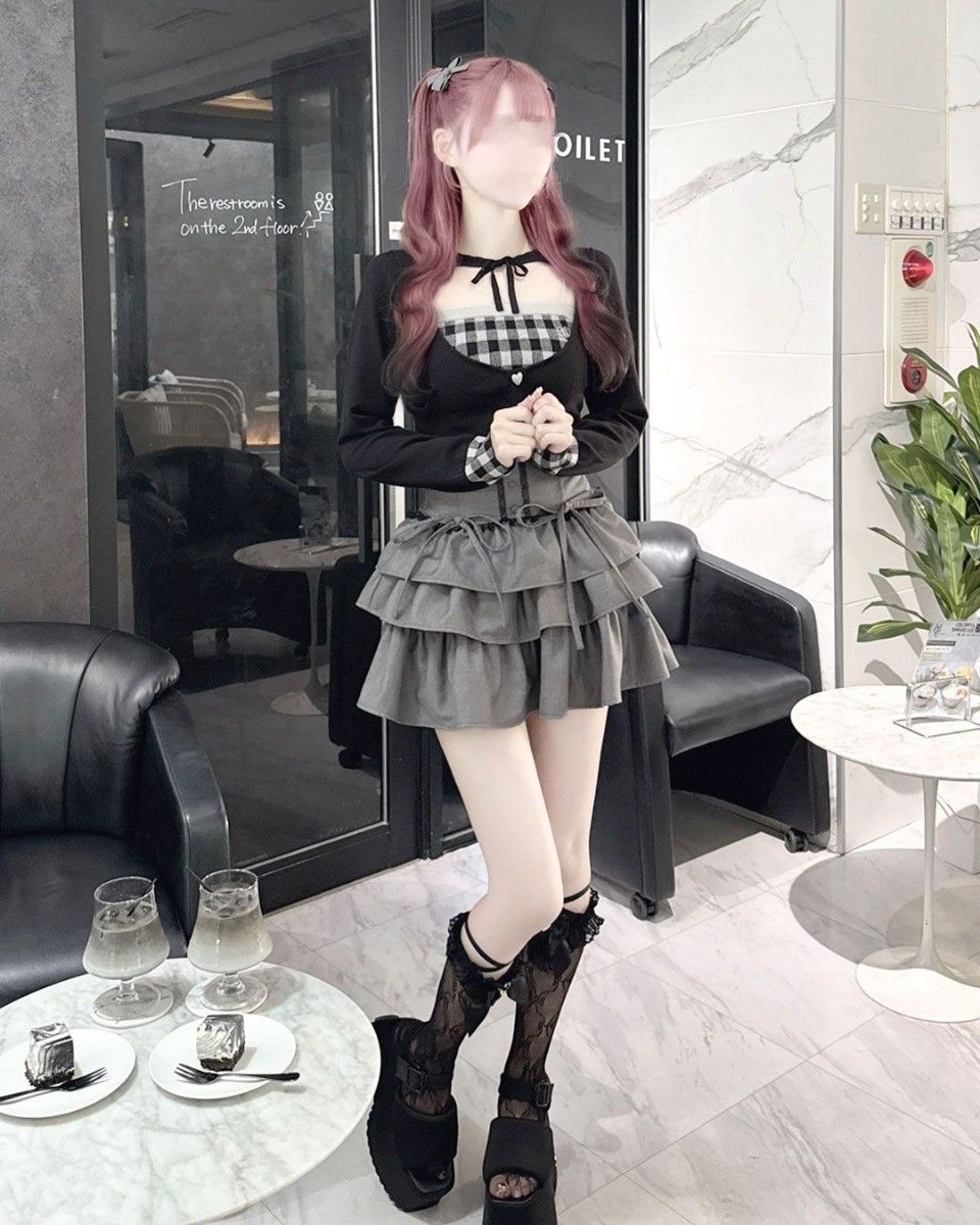 ミシェルマカロン ハニーミュウ ギンガムアンサンブルトップス イモ XS