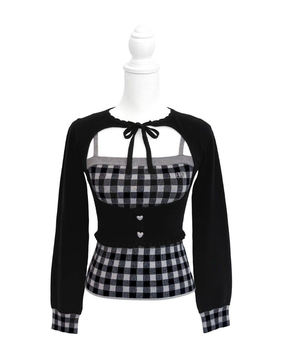 ミシェルマカロン ハニーミュウ ギンガムアンサンブルトップス イモ F