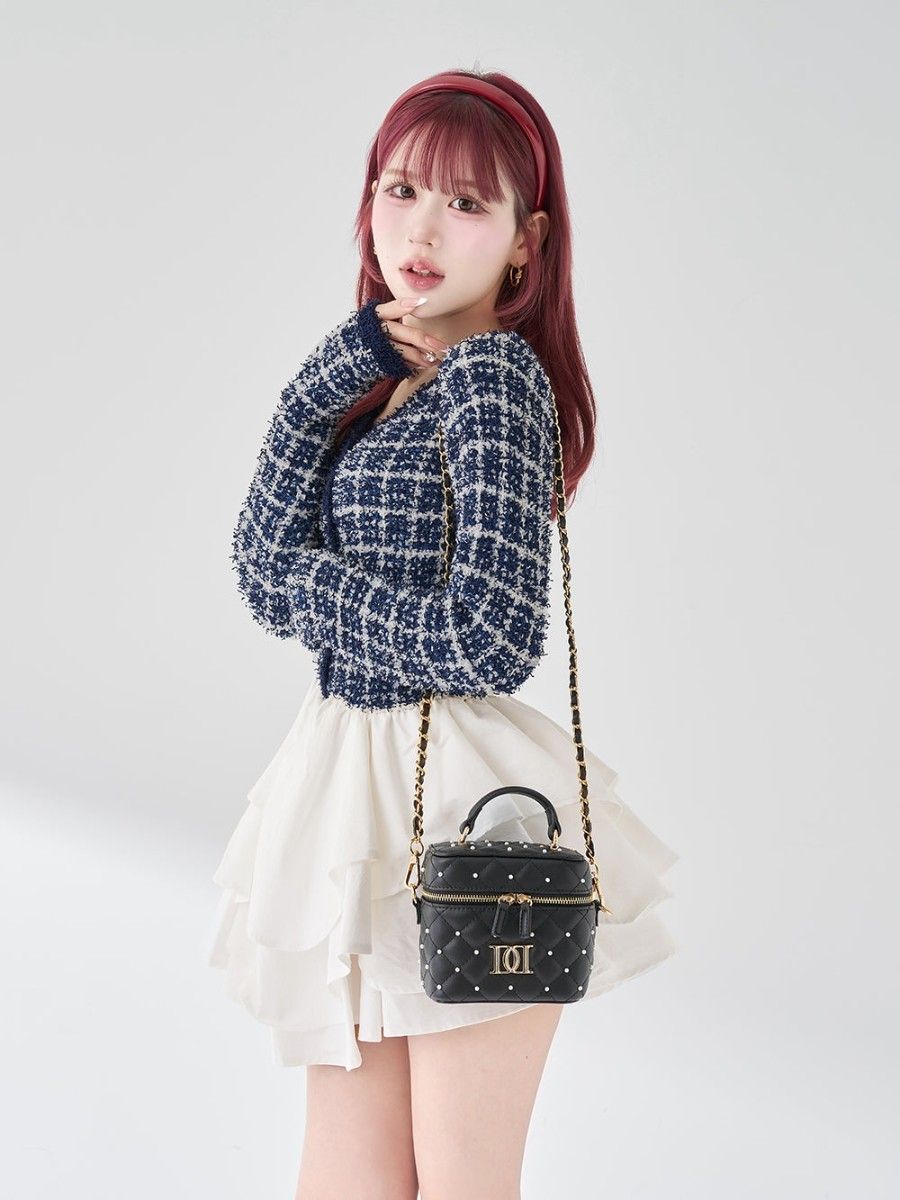 ダーリッチ キルティングパールスクエアミニバッグ ブラック Darich