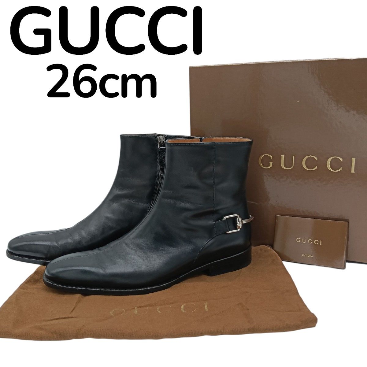 GUCCI グッチ ブーツ ショートブーツ レザー ホースビット 41 26cm