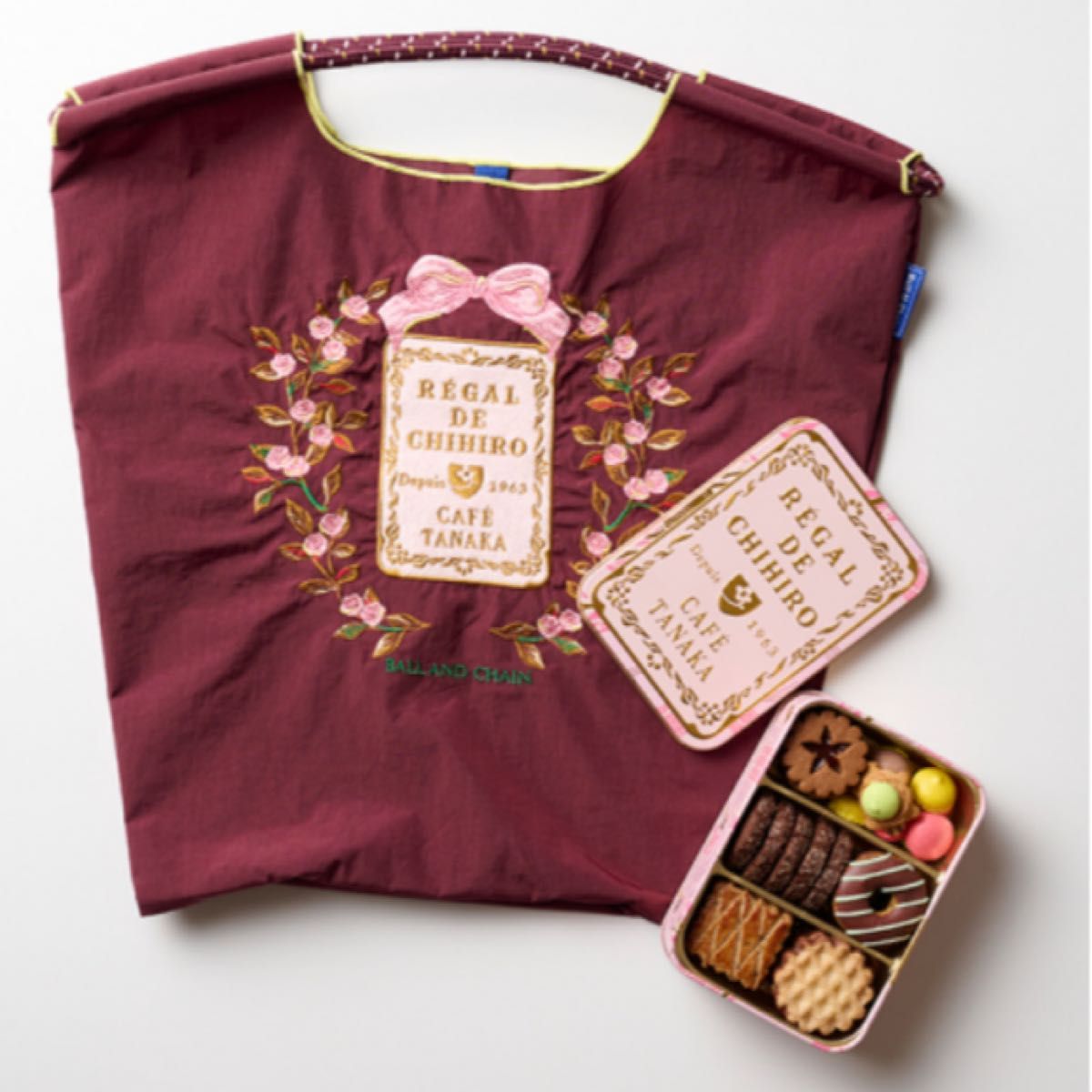 梅田阪急 カフェタナカ クッキー缶とボールアンドチェーンエコバッグ
