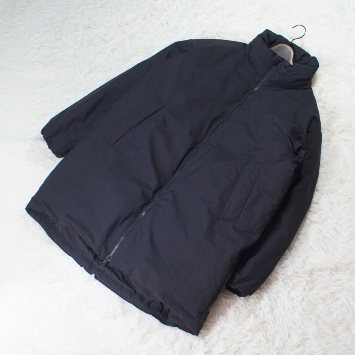 美品 24年製《無印良品》撥水スタンドカラーダウンコート(L)黒