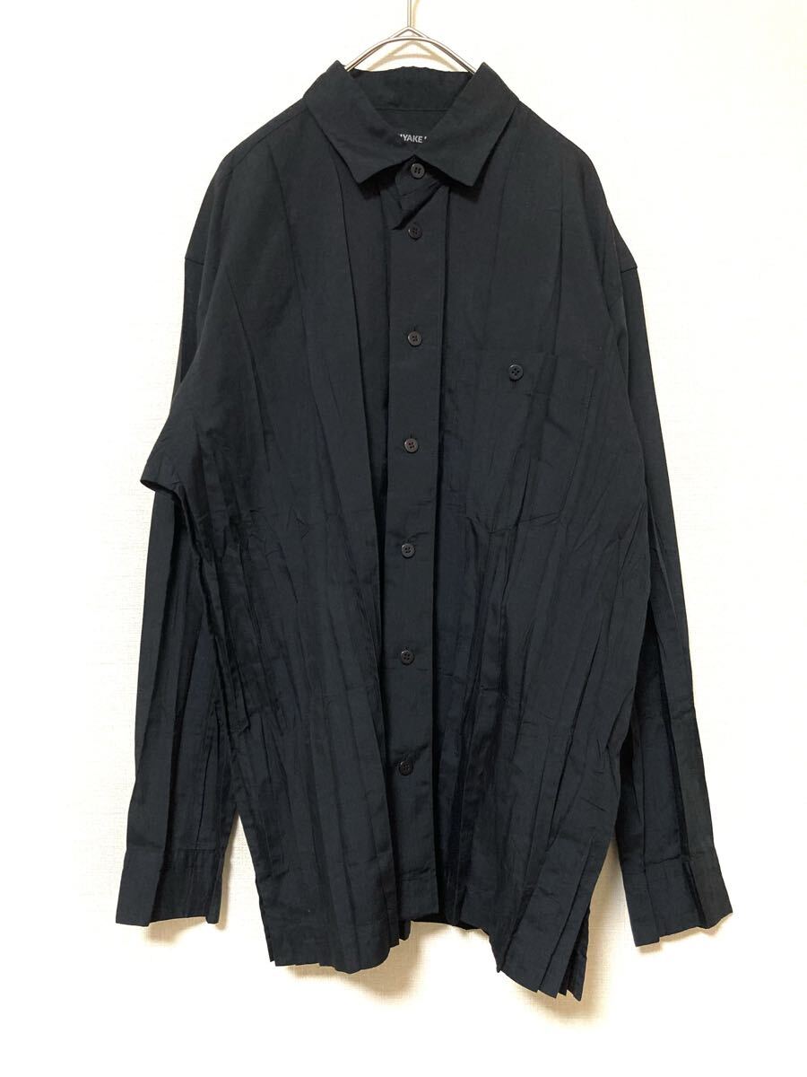 イッセイミヤケ メンズ issey miyake MEN 長袖 プリーツ シャツ 黒