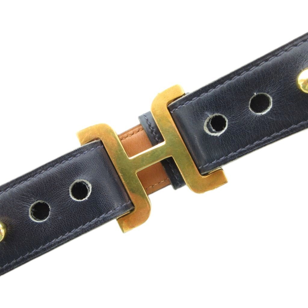 エルメス HERMES ヴィンテージ Hバックル ベルト レザー 本革 ゴールド