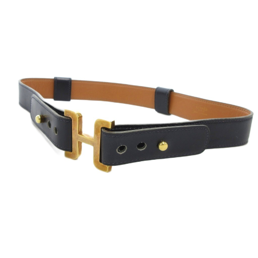 エルメス HERMES ヴィンテージ Hバックル ベルト レザー 本革 ゴールド