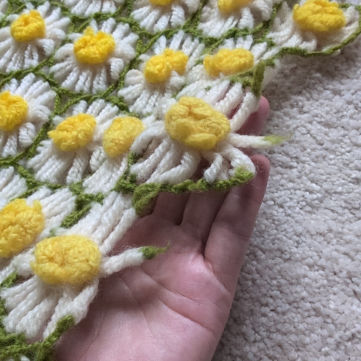 USA vintage】 グラニーブランケット 花柄 デイジー アメリカ アメリカ