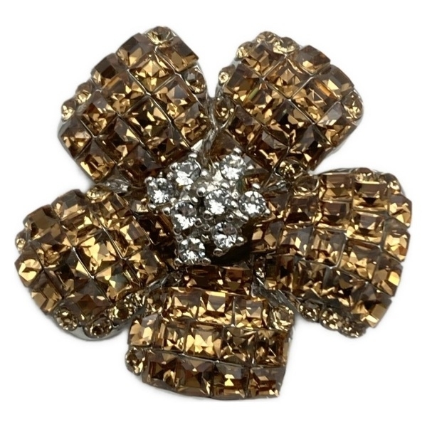 フォクシー FOXEY ブローチ - クリアイエロー×クリア フラワー(花) 美