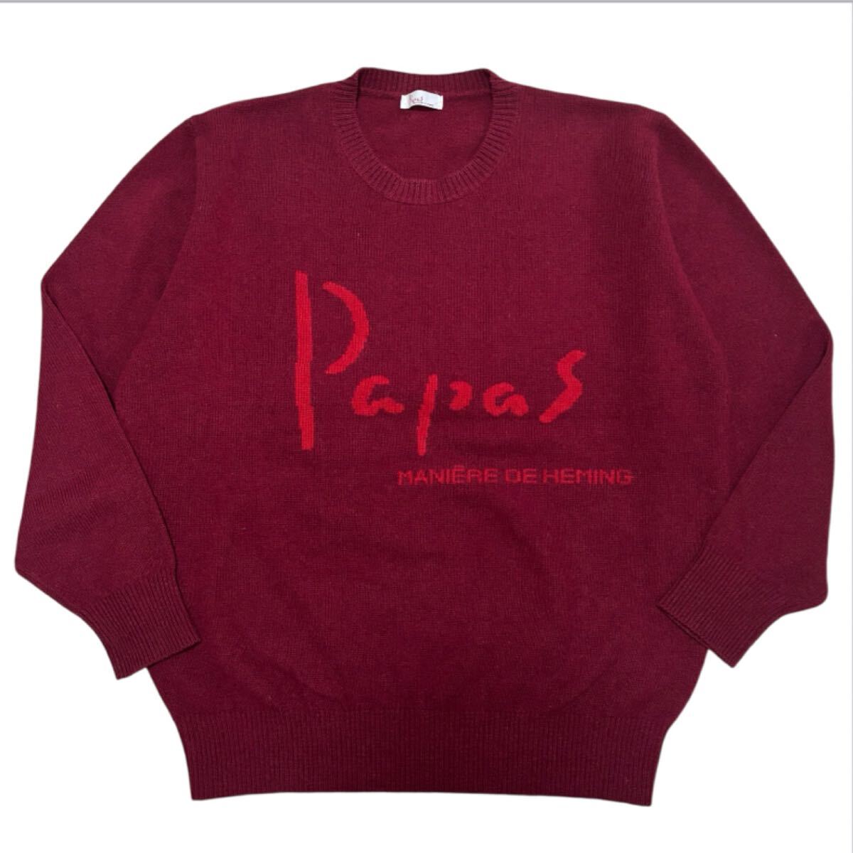 90s papas オールド パパス ロゴ ニット セーター クルーネック M