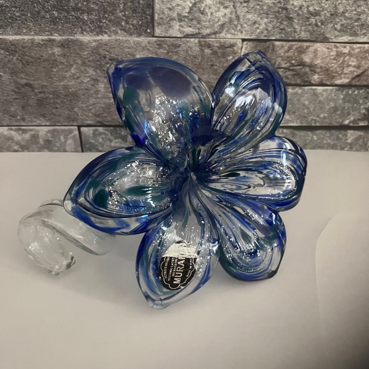 MURANO ムラーノ ガラス置物 硝子細工 花 フラワー オブジェ ブルー系