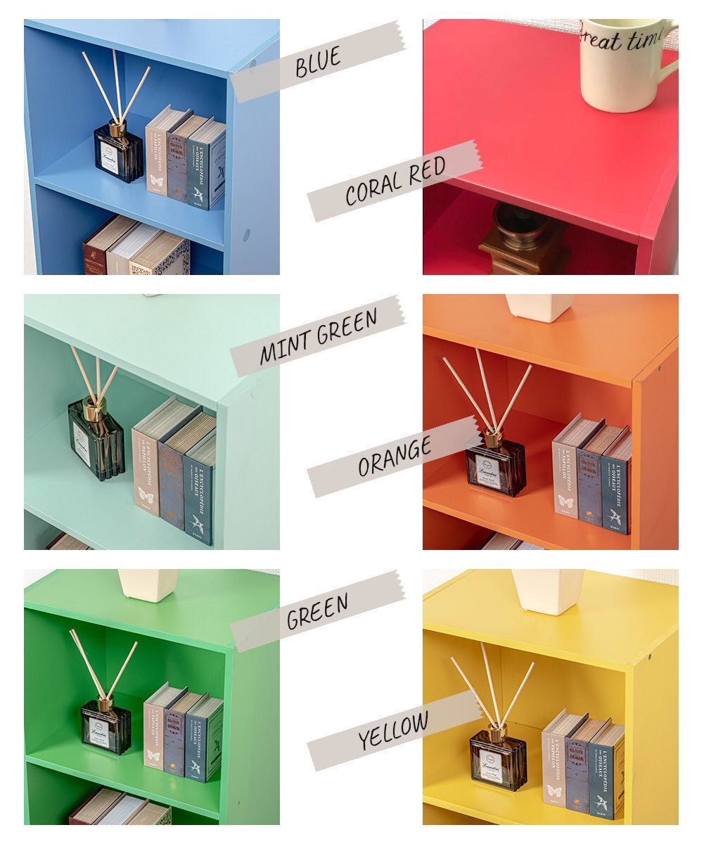 新品】カラーボックス3段 3個セット（レッド/ミントグリーン/ブルー