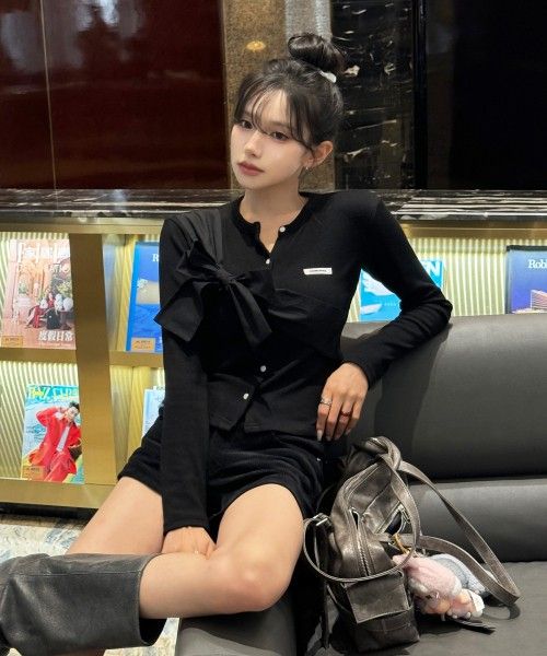 新品未使用 CRANK リボンブラック長袖カーディガン｜Yahoo!フリマ（旧