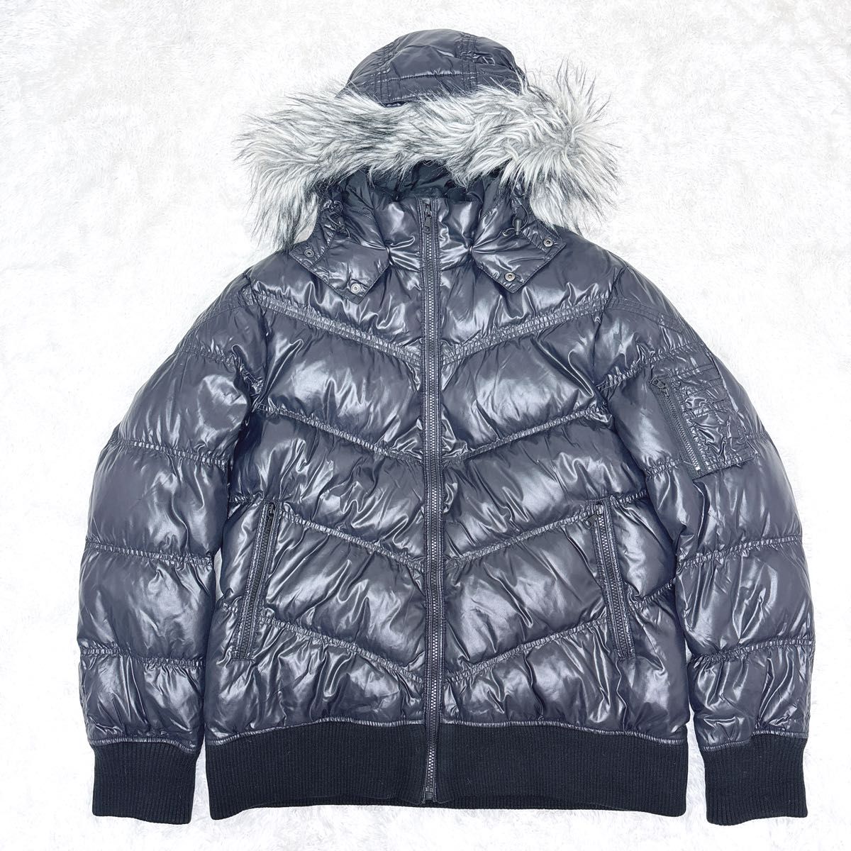 old UNIQLO ファー ダウンジャケット お兄 平成 短丈 y2k 00s オールド