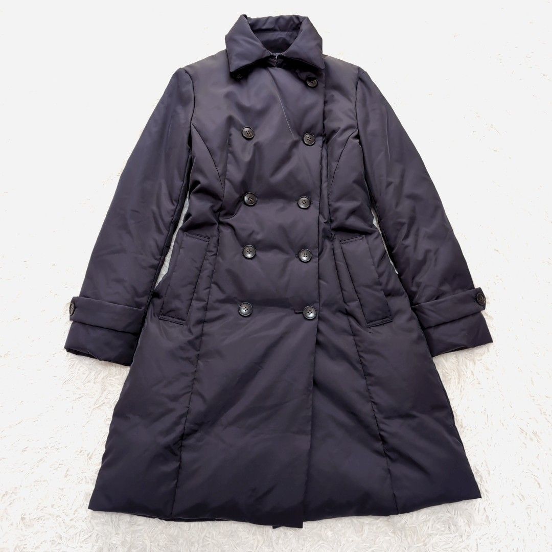 iCB ダブルブレストダウンコート 11 L ネイビー紺 トレンチコート風