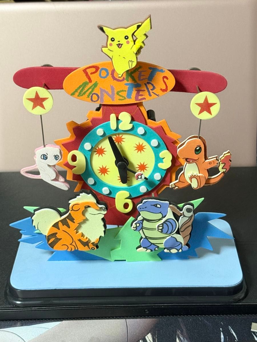 希少品 ポケモン置き時計 高さ約30cm 振り子式にポケモン達が動かせ