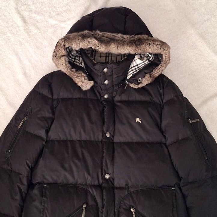 バーバリー ブラックレーベル BURBERRY BLACK LABEL ファー フード 黒