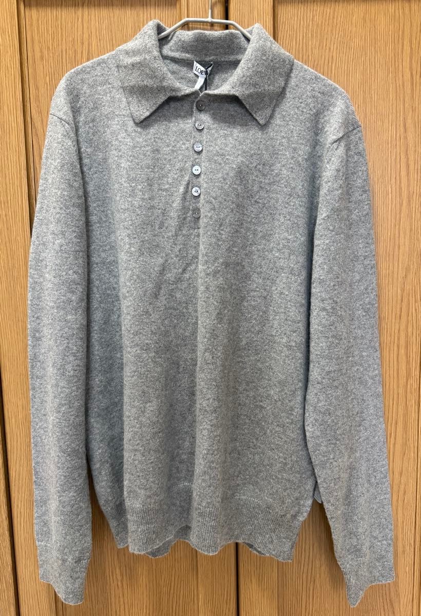 未使用 LOEWE ロエベ カシミヤ ポロ セーター ニット グレー S メンズ
