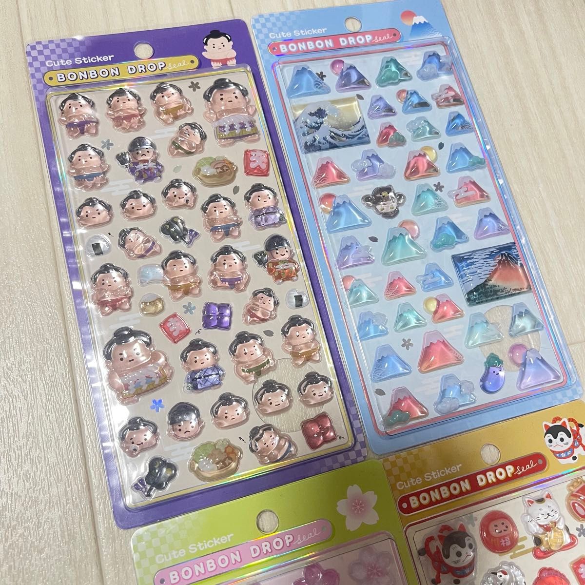 ラスト1 新品未使用 和柄 【4枚セット】 ボンボンドロップシール 正規