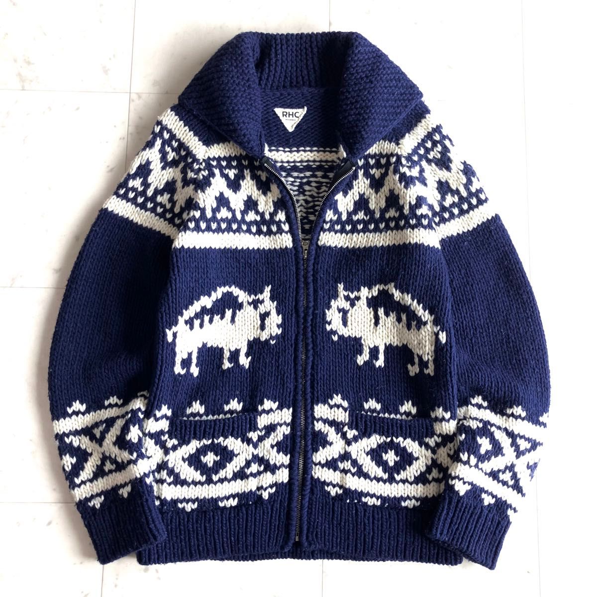 RHC ロンハーマン カウチンセーター ニット ウール ネイビー 秋冬 L